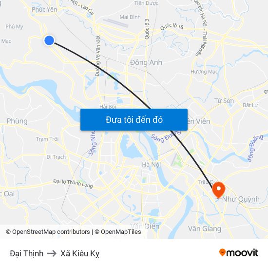 Đại Thịnh to Xã Kiêu Kỵ map