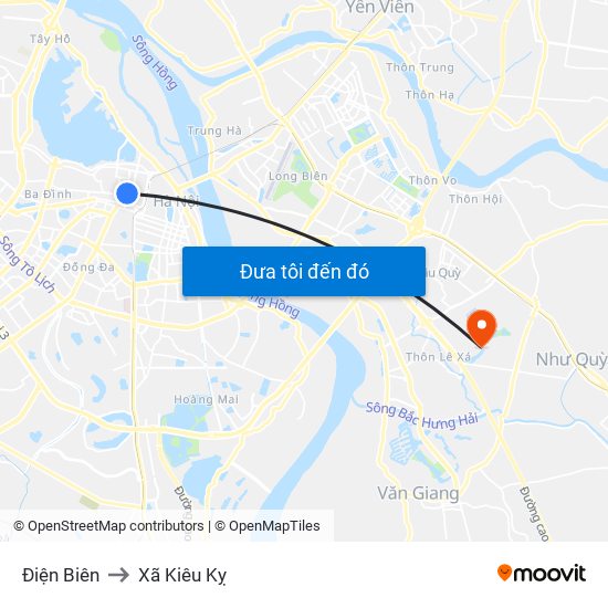 Điện Biên to Xã Kiêu Kỵ map