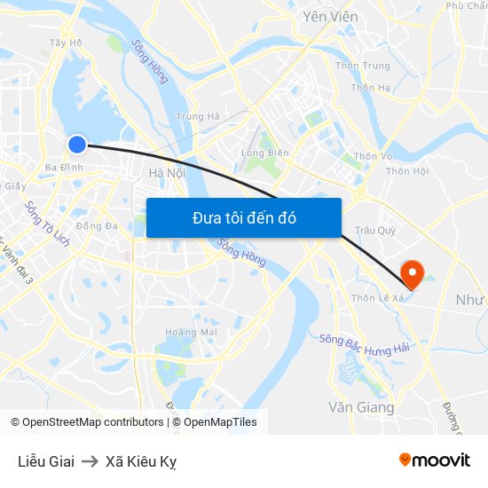 Liễu Giai to Xã Kiêu Kỵ map