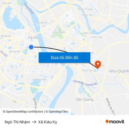 Ngô Thì Nhậm to Xã Kiêu Kỵ map
