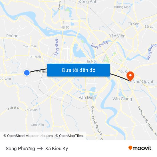 Song Phương to Xã Kiêu Kỵ map