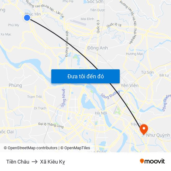 Tiền Châu to Xã Kiêu Kỵ map