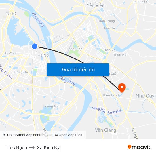 Trúc Bạch to Xã Kiêu Kỵ map