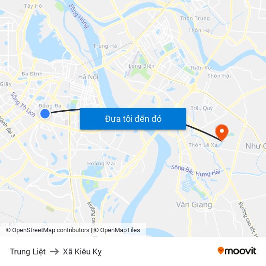 Trung Liệt to Xã Kiêu Kỵ map