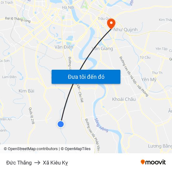 Đức Thắng to Xã Kiêu Kỵ map