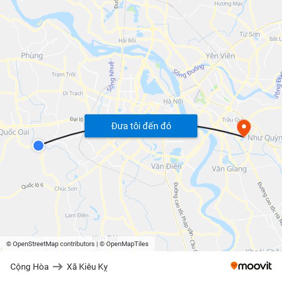 Cộng Hòa to Xã Kiêu Kỵ map