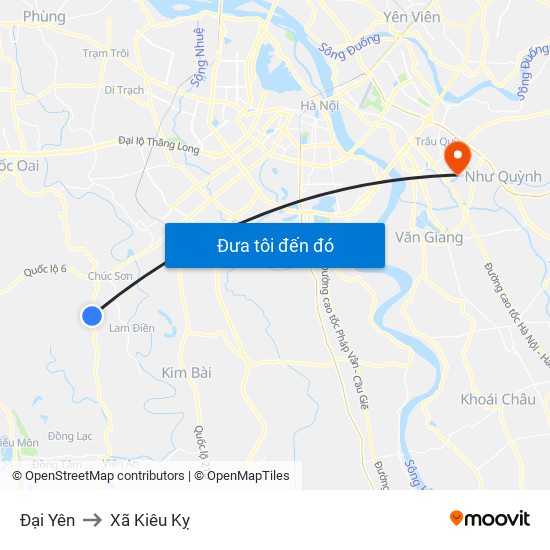 Đại Yên to Xã Kiêu Kỵ map