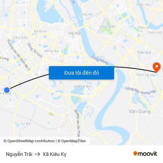 Nguyễn Trãi to Xã Kiêu Kỵ map