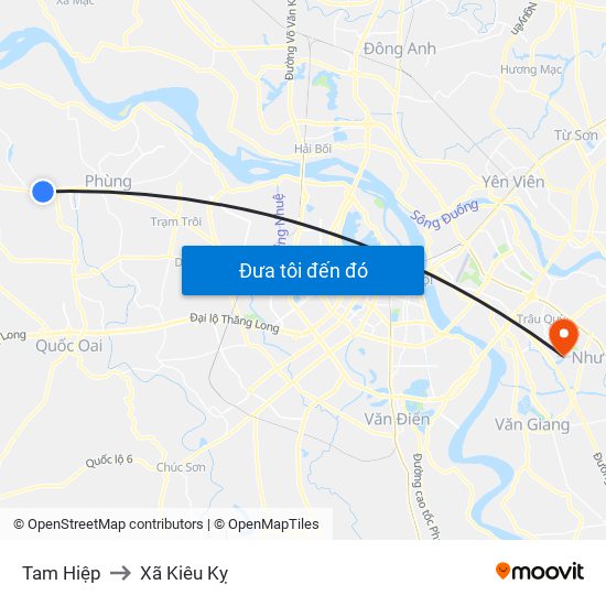 Tam Hiệp to Xã Kiêu Kỵ map