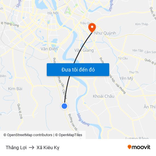 Thắng Lợi to Xã Kiêu Kỵ map