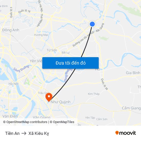 Tiền An to Xã Kiêu Kỵ map