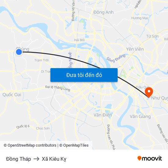 Đồng Tháp to Xã Kiêu Kỵ map