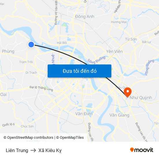 Liên Trung to Xã Kiêu Kỵ map