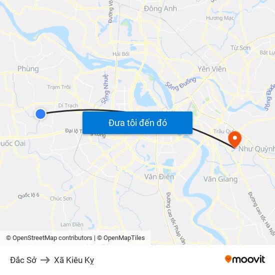 Đắc Sở to Xã Kiêu Kỵ map