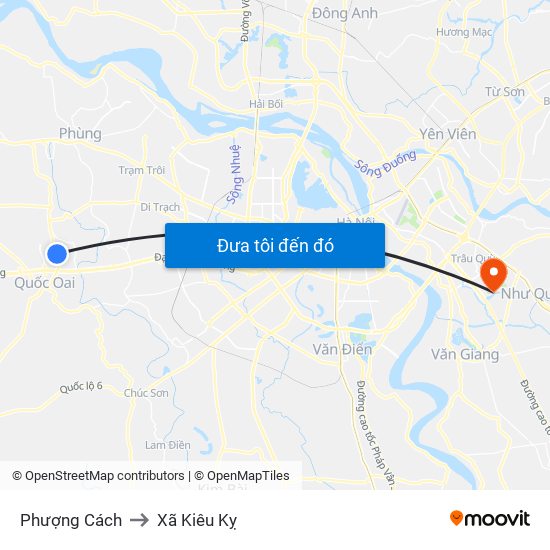 Phượng Cách to Xã Kiêu Kỵ map