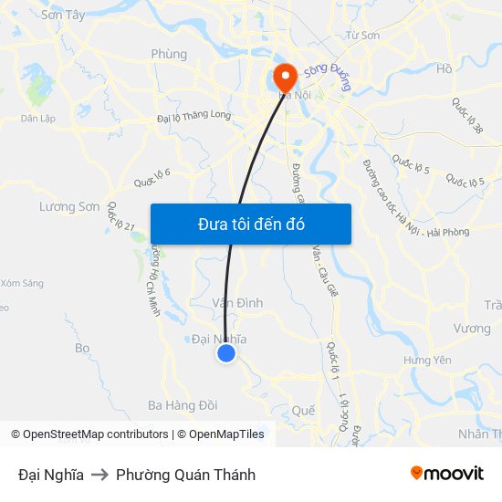 Đại Nghĩa to Phường Quán Thánh map