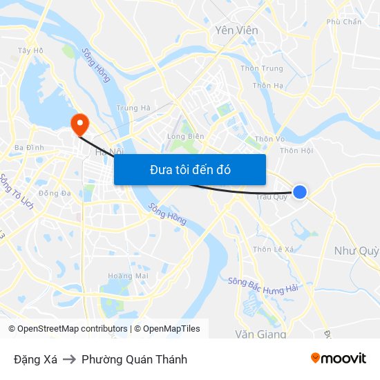 Đặng Xá to Phường Quán Thánh map