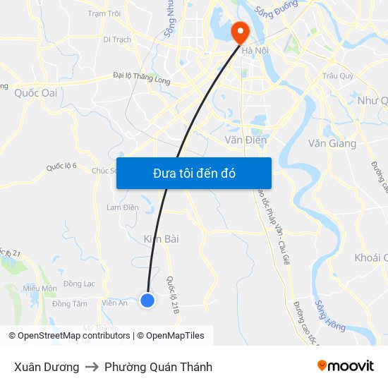 Xuân Dương to Phường Quán Thánh map