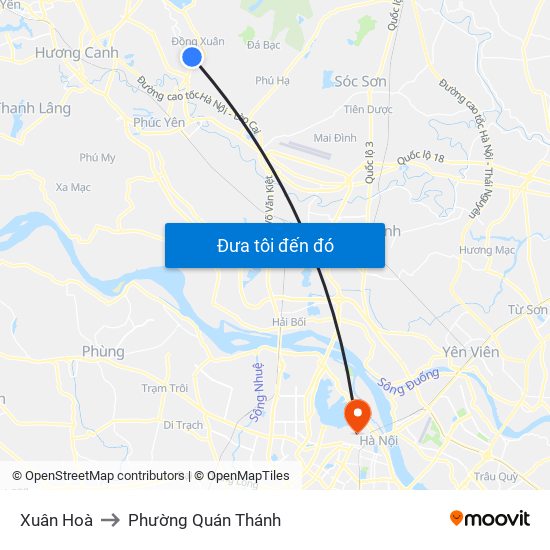 Xuân Hoà to Phường Quán Thánh map