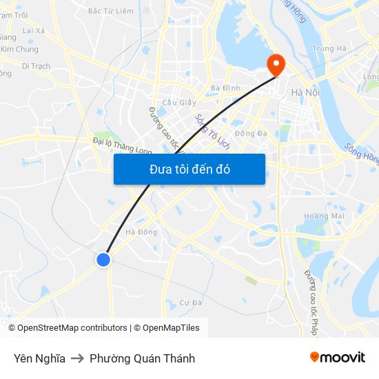 Yên Nghĩa to Phường Quán Thánh map