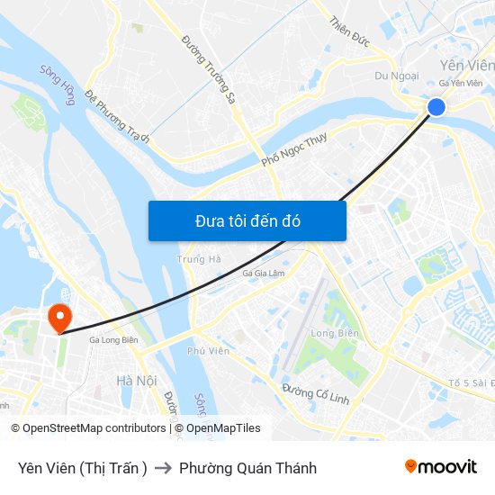 Yên Viên (Thị Trấn ) to Phường Quán Thánh map