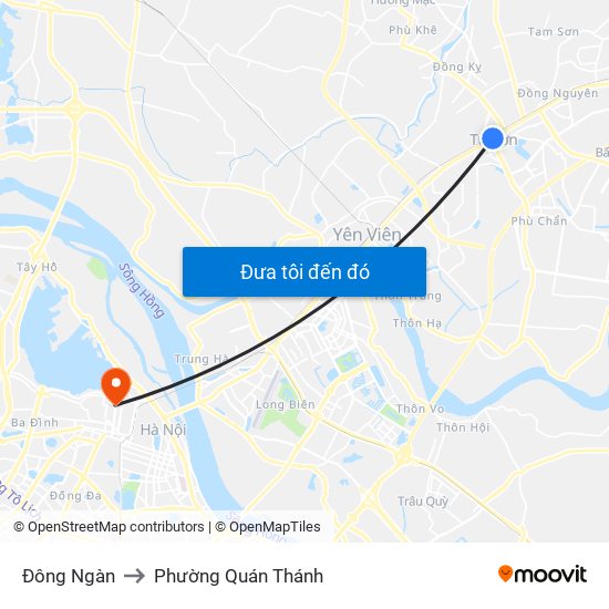 Đông Ngàn to Phường Quán Thánh map