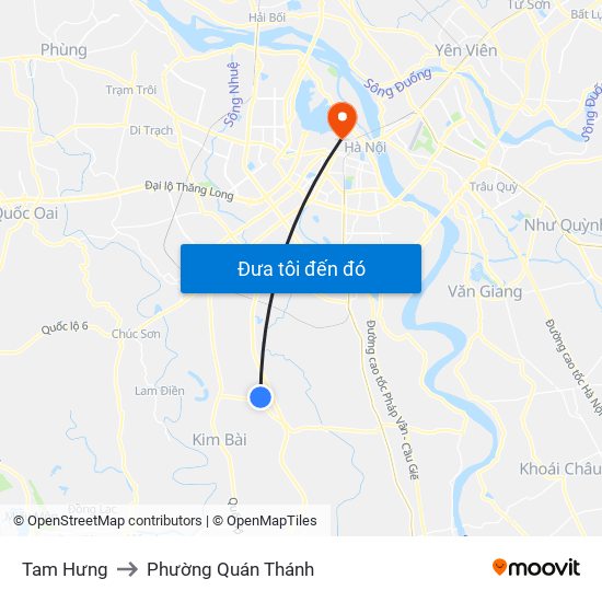 Tam Hưng to Phường Quán Thánh map