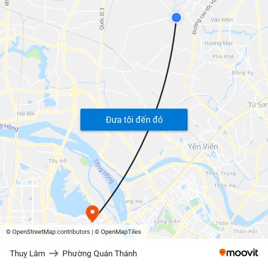 Thuỵ Lâm to Phường Quán Thánh map