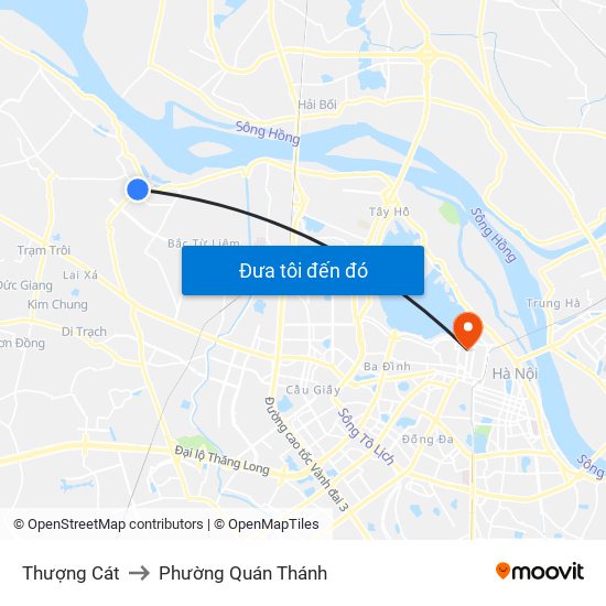 Thượng Cát to Phường Quán Thánh map