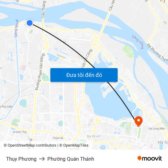 Thụy Phương to Phường Quán Thánh map