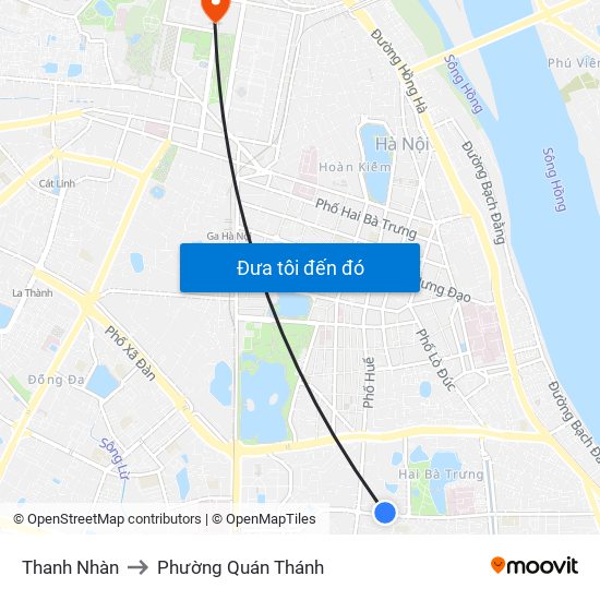 Thanh Nhàn to Phường Quán Thánh map