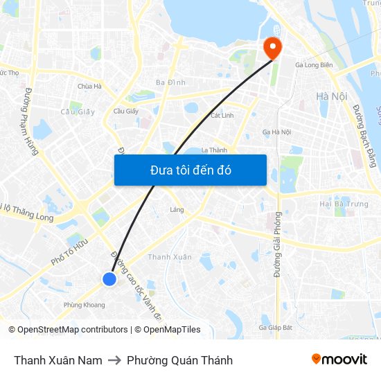 Thanh Xuân Nam to Phường Quán Thánh map
