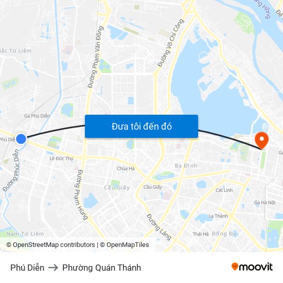 Phú Diễn to Phường Quán Thánh map