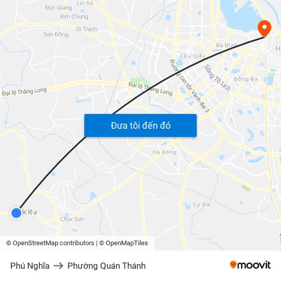 Phú Nghĩa to Phường Quán Thánh map