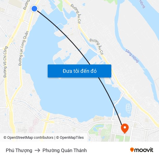 Phú Thượng to Phường Quán Thánh map