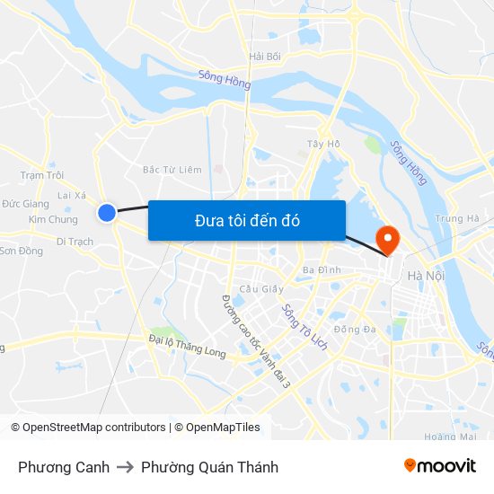 Phương Canh to Phường Quán Thánh map