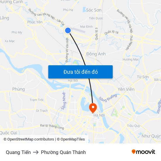 Quang Tiến to Phường Quán Thánh map
