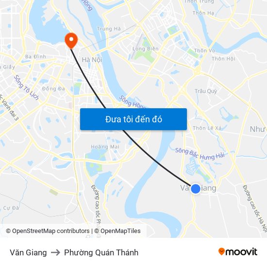 Văn Giang to Phường Quán Thánh map