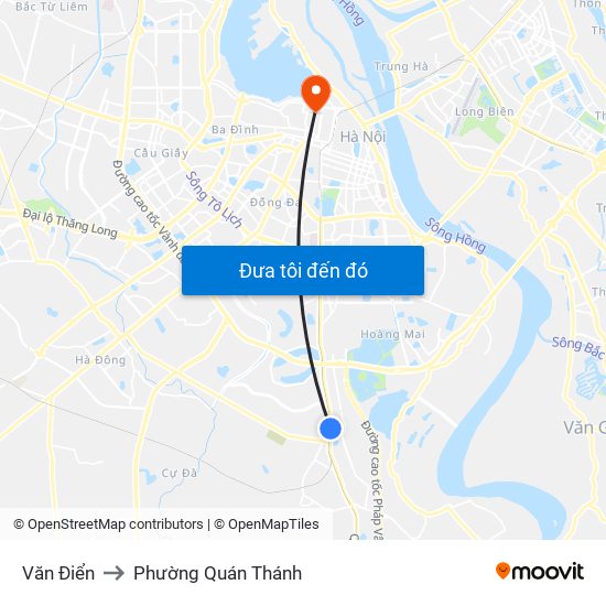 Văn Điển to Phường Quán Thánh map