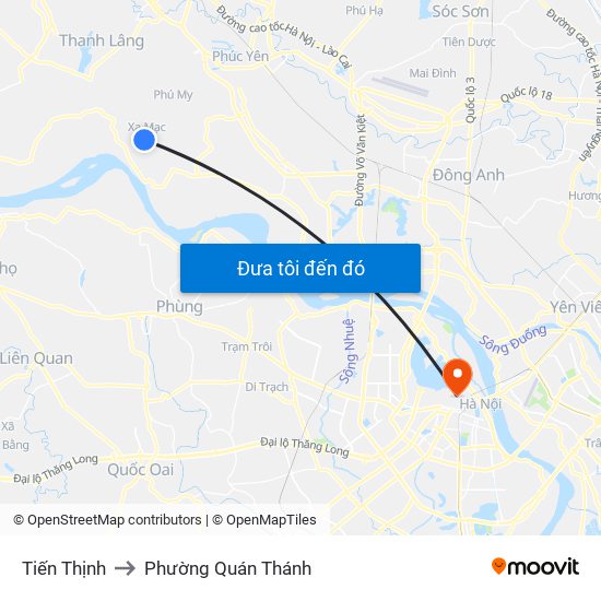 Tiến Thịnh to Phường Quán Thánh map