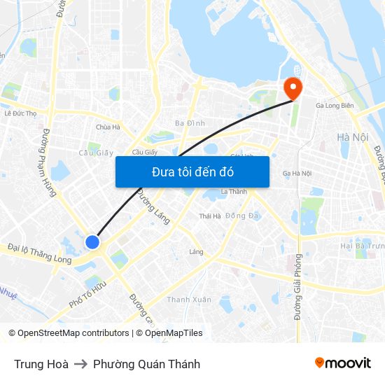 Trung Hoà to Phường Quán Thánh map