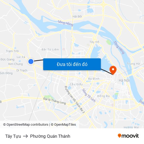 Tây Tựu to Phường Quán Thánh map