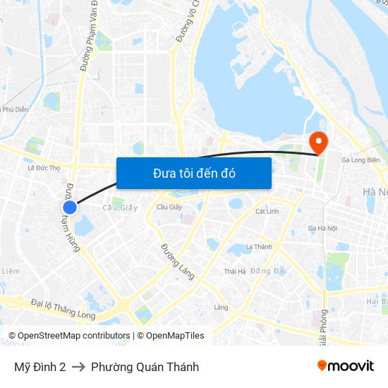 Mỹ Đình 2 to Phường Quán Thánh map