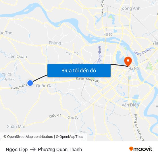 Ngọc Liệp to Phường Quán Thánh map