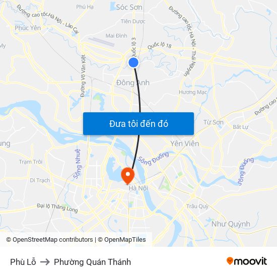 Phù Lỗ to Phường Quán Thánh map