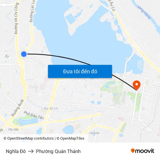 Nghĩa Đô to Phường Quán Thánh map