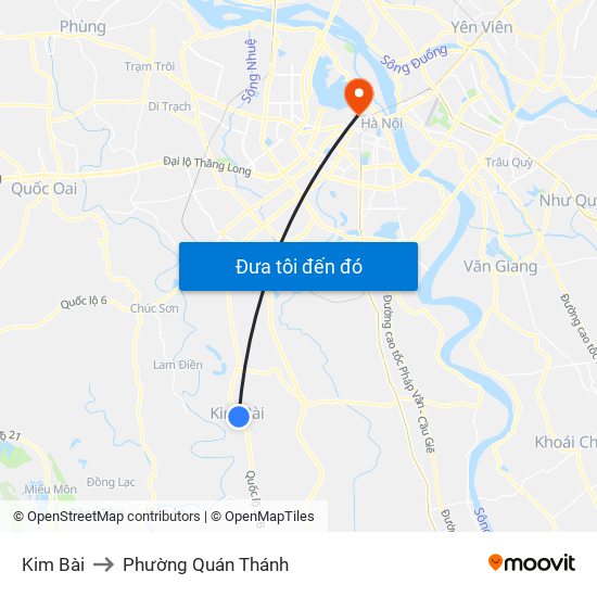 Kim Bài to Phường Quán Thánh map