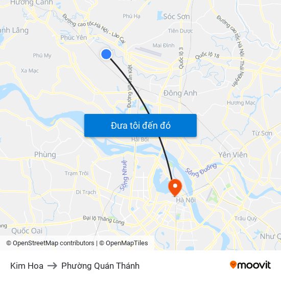 Kim Hoa to Phường Quán Thánh map