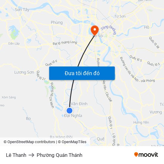 Lê Thanh to Phường Quán Thánh map