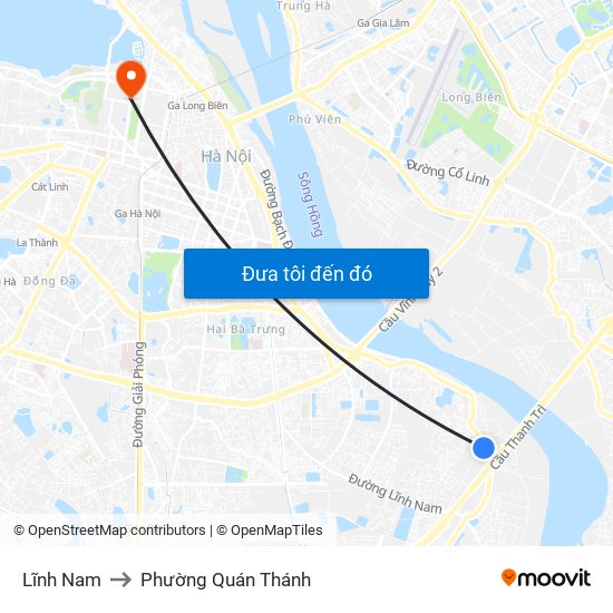 Lĩnh Nam to Phường Quán Thánh map